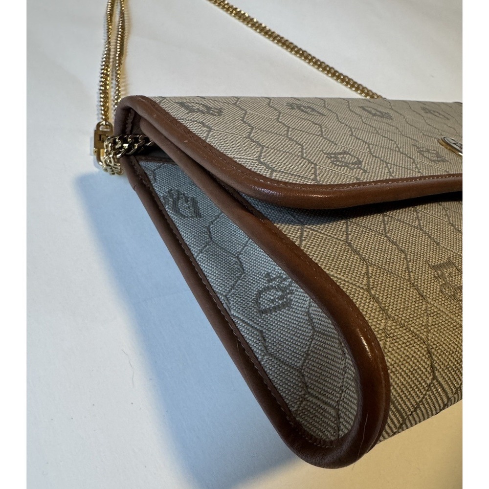 Christian Dior Honeycomb Canvas Chain Shoulder Bag PVC Beige Brown Leather Auth - Picture 4 of 13
